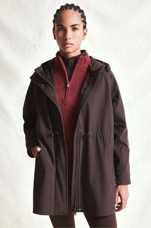 Regular Fit Beli Büzgülü Kapüşonlu Softshell Parka