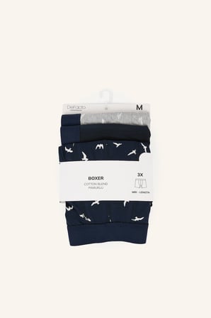 Regular Fıt Desenli Beli Lastikli 3'lü Boxer