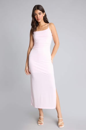 DeFacto Bodycon Vücudu Saran Kare Yaka Askılı Mıı Açık Pembe Elbise H6454AX26SMPN343