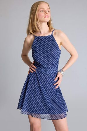 DeFacto Halter Yaka Floral Tül Kolsuz Mini Elbise H8502AX26SMNV241