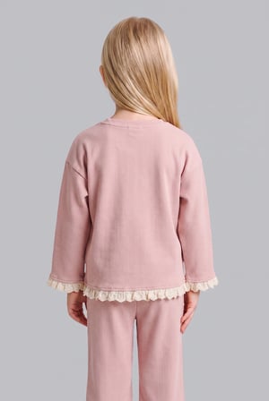 Regular Fıt Bisiklet Yaka Çiçekli Sweatshirt Kız Bebek