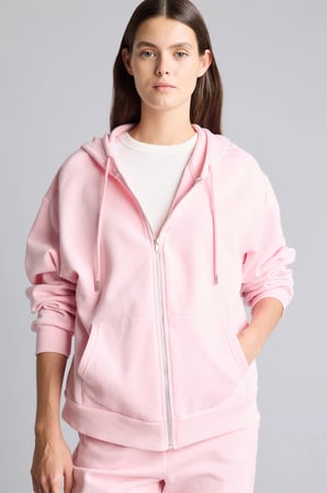Relax Fit Kapüşonlu Cepli Basıc Fermuarlı Sweatshirt