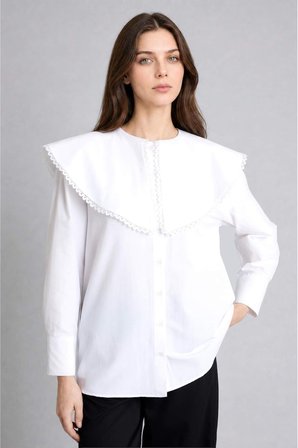 DeFacto Regular Fıt Poplin Uzun Kollu Ecru Tunik H7641AX26SMER105