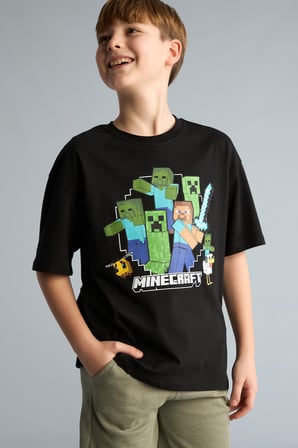 DeFacto Minecraft Oversıze Bisiklet Yaka Kısa Kollu Tişört Erkek Çocuk H3512A826SMBK81