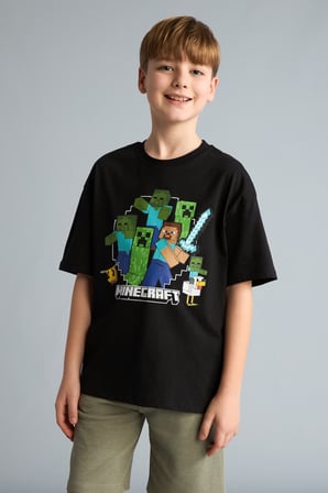 DeFacto Minecraft Oversıze Bisiklet Yaka Kısa Kollu Tişört Erkek Çocuk H3512A826SMBK81