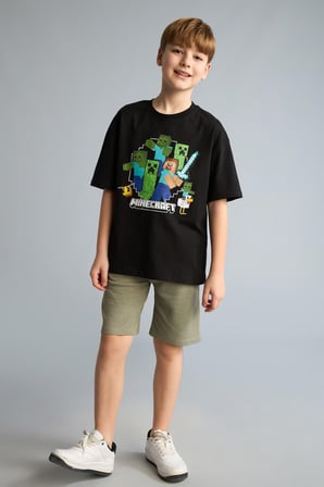 DeFacto Minecraft Oversıze Bisiklet Yaka Kısa Kollu Tişört Erkek Çocuk H3512A826SMBK81