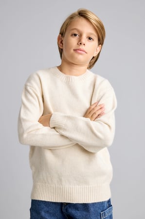 oversize bisiklet yaka triko basic kazak erkek çocuk