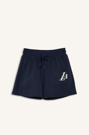 NBA Los Angeles Lakers Standart Fıt Sporcu Kısa Paça Sweatshirt Kumaşı Şort