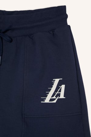 NBA Los Angeles Lakers Standart Fıt Sporcu Kısa Paça Sweatshirt Kumaşı Şort