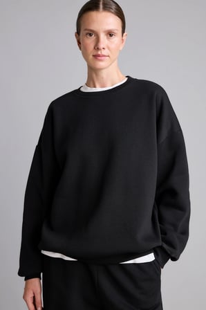 Okula Dönüş Oversıze Bisiklet Yaka Basıc Düz Kalın Sweatshirt Kumaşı Sweatshirt