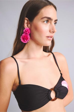 DeFacto Regular Fıt Çiçekli Siyah Bikini Üstü G5299AX26SMBK81