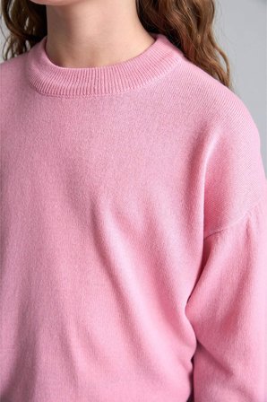 DeFacto Regular Fıt Bisiklet Yaka Koyu Pembe Kazak Kız Çocuk H8353A826AUPN445