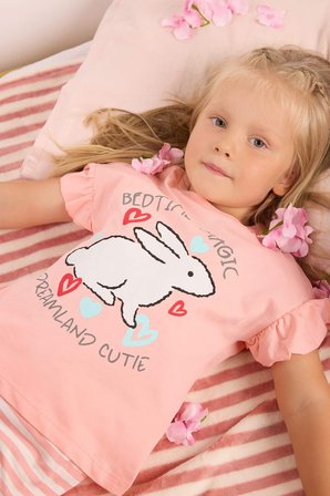 DeFacto %100 Pamuk 2'li Fırfırlı Kol Açık Pembe Pijama Takımı Kız Bebek H9308A526SMPN621