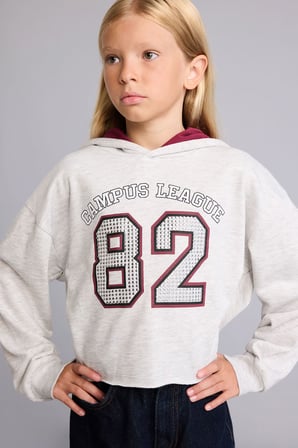 DeFacto Relax Fıt Kapüşonlu Baskılı Kalın Kumaş Sweatshirt Kız Çocuk H9744A826AUGR421
