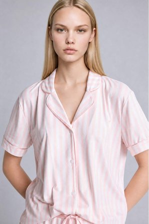 DeFacto Ultra Yumuşak Regular Fıt Kısa Kollu 2'li Softshell Pijama Takımı I3483AX26AUPN436