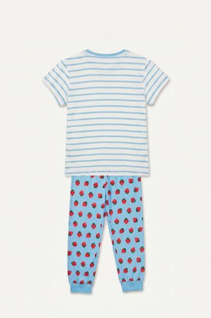 DeFacto %100 Pamuk Regular Fıt Kısa Kollu Baskılı Tişört Baskılı Lastikli Paça Alt 2'li Pijama Takımı Kız Bebek H5502A526AUWT46