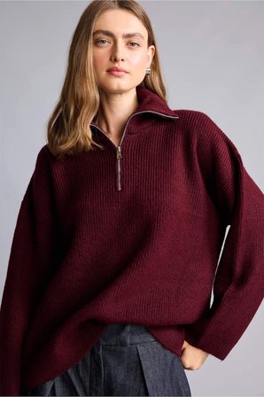 DeFacto Oversize Polo Yaka Kısa Fermuarlı Basic Kazak H2635AX26WNBR453
