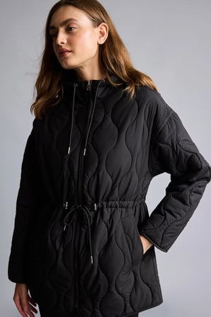 Regular Fit Su İtici Kapüşonlu Kapitone Fermuarlı Mont