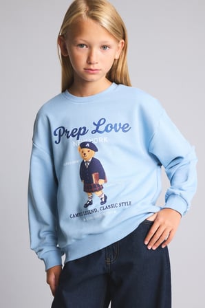 Relax Fıt Bisiklet Yaka Sweatshirt Kız Çocuk