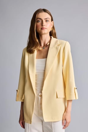 DeFacto Oversıze Basic Blazer Açık Sarı Ceket C3215AX26AUYL487
