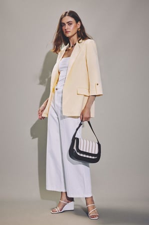 DeFacto Oversıze Basic Blazer Açık Sarı Ceket C3215AX26AUYL487