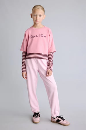 Beli Bağcıklı Cepli Jogger Fit Modal Eşofman Altı Kız Çocuk