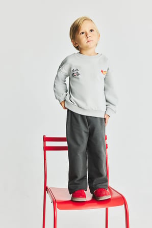 DeFacto Hot Wheels Lisanslı Baskılı Bisiklet Yaka Basic Sweatshirt ve Jogger Eşofman Altı 2'li Takım Erkek Bebek I0151A526WNGR91