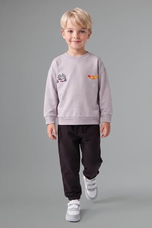 DeFacto Hot Wheels Lisanslı Baskılı Bisiklet Yaka Basic Sweatshirt ve Jogger Eşofman Altı 2'li Takım Erkek Bebek I0151A526WNGR91