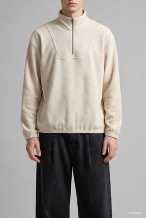 Boxy Fıt Dik Yaka Baskılı Polar Sweatshirt