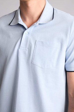 DeFacto %100 Pamuk Regular Fıt Pike Kısa Kollu Polo Açık Mavi Tişört H4725AX26SMBE177