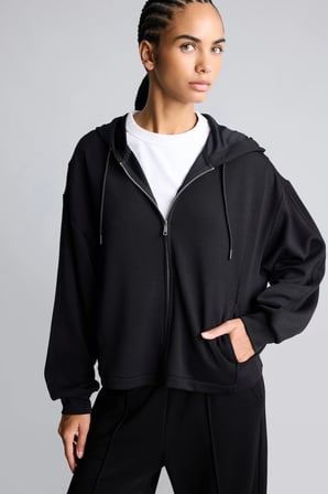 DeFacto Ultra Yumuşak Oversize Fermuarlı Kapüşonlu Cepli Basic Sweatshirt Hırka H5189AX26AUBK81
