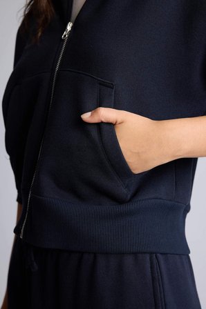 DeFacto Regular Fıt Kapüşonlu Kalın Fermuarlı Lacivert Basic Sweatshirt I2412AX26AUNV248