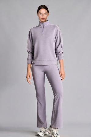 Ultra Yumuşak Standart Fit Yarım Fermuarlı Biyeli Dik Yaka Modal Sporcu Basic Sweatshirt