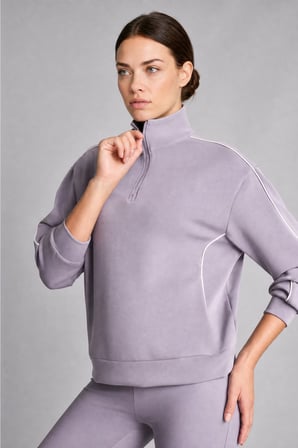 Ultra Yumuşak Standart Fit Yarım Fermuarlı Biyeli Dik Yaka Modal Sporcu Basic Sweatshirt