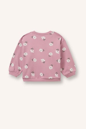 Regular Fit Bisiklet Yaka Çiçekli Sweatshirt Kız Bebek