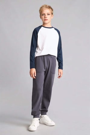 %100 Pamuk Jogger Fit Lacivert Eşofman Altı Erkek Çocuk