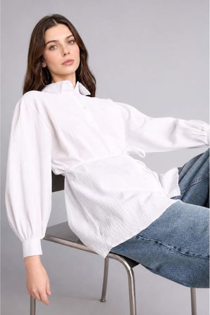 Relax Fıt Krinkıl Kumaş Uzun Kollu Tunik