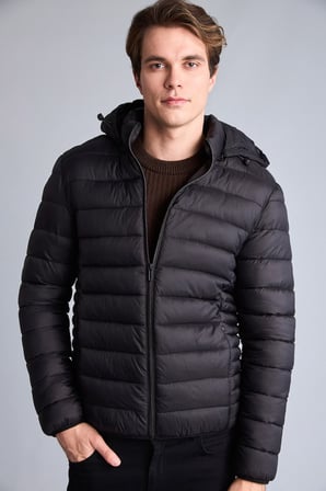 DeFacto Su İtici Kapüşonlu Slim Fit Şişme Mont N4661AZ26AUBK27
