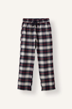 Regular Fit Ekose Desenli Beli Bağcıklı Uzun Boy Flanel Pijama Altı