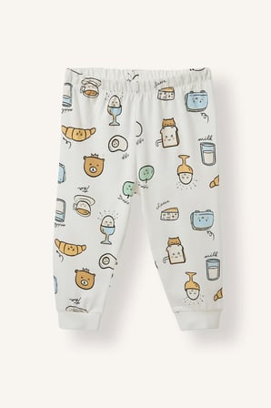 DeFacto Baskılı Uzun Kollu Üst Elastik Bel Alt 2'li Pijama Takımı Erkek Bebek H6539A526AUER233