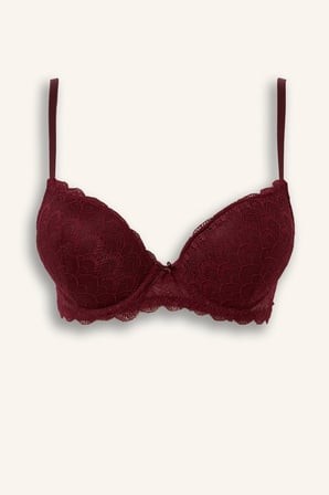 Dantelli Micro Kaplı Full Push Up Balenli Basic Tişört Bra