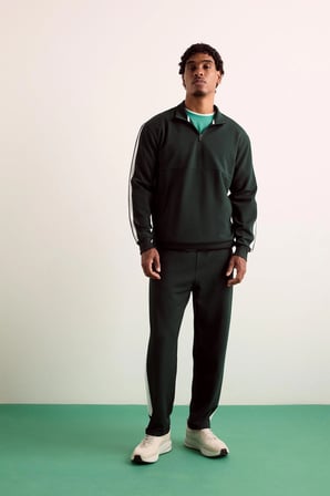Standart Fit Dik Yaka Sporcu Basic Sweatshirt