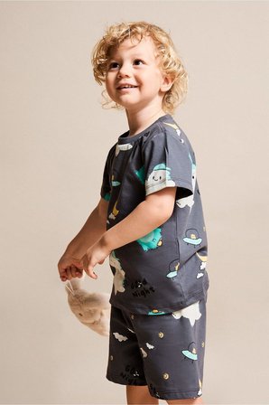 DeFacto %100 Pamuk Desenli 2'li Antrasit Pijama Takımı Erkek Bebek H8216A526HSAR148