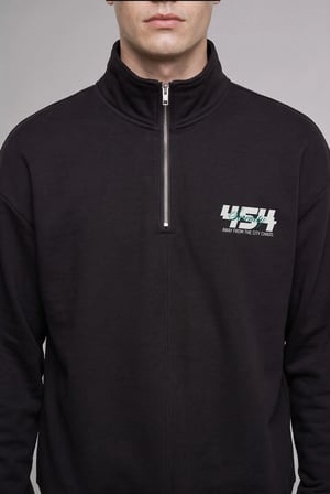 Defacto H3868AXBK81 Siyah Boxy Fit Yarım Fermuarlı Dik Yakalı Baskılı Uzun Kollu Sweatshirt