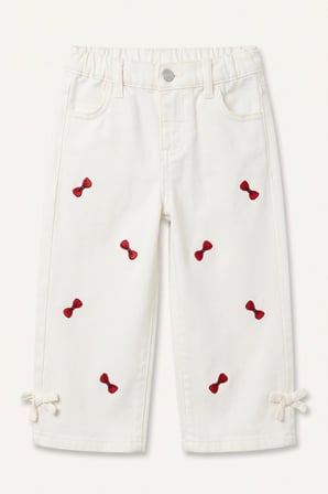 DeFacto %100 Pamuk Fiyonk Nakışlı Regular Fit Gabardin Pantolon Kız Bebek I4915A526AUER233