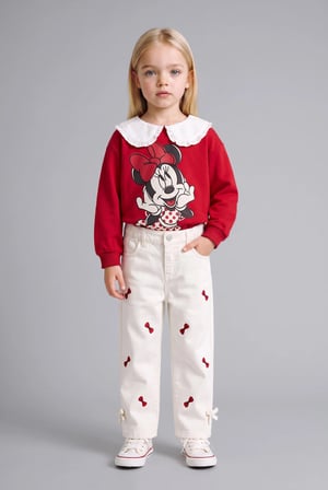 DeFacto %100 Pamuk Fiyonk Nakışlı Regular Fit Gabardin Pantolon Kız Bebek I4915A526AUER233