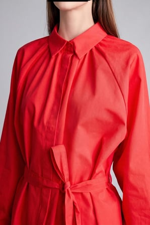 DeFacto Relax Fıt Poplin Uzun Kollu Kırmızı Tunik G7704AX26SPRD256