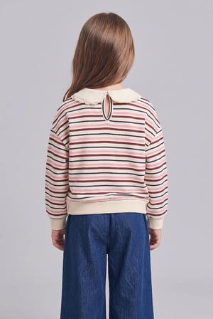 Polo Yaka Hayvan Baskılı Sweatshirt Kız Bebek