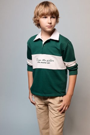 DeFacto Oversize Gömlek Yaka Renk Bloklu Baskılı Sweatshirt Erkek Çocuk H9808A826AUGN671