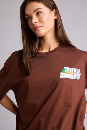 Looney Tunes Oversıze Bisiklet Yaka Baskılı Kısa Kollu Tişört